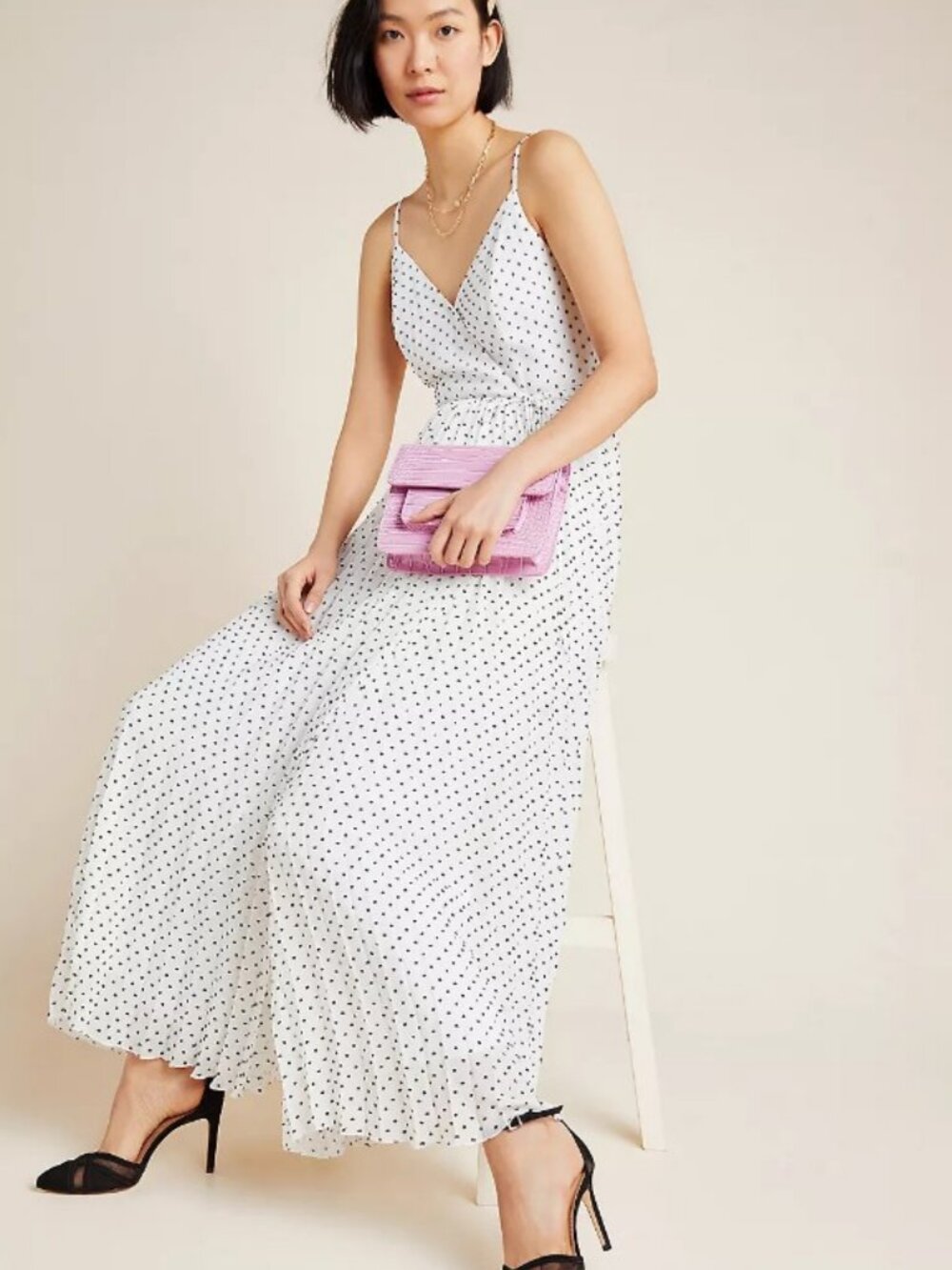 NWT Anthropologie Daniel Rainn Marilyn Pleated Wrap Maxi Dress L